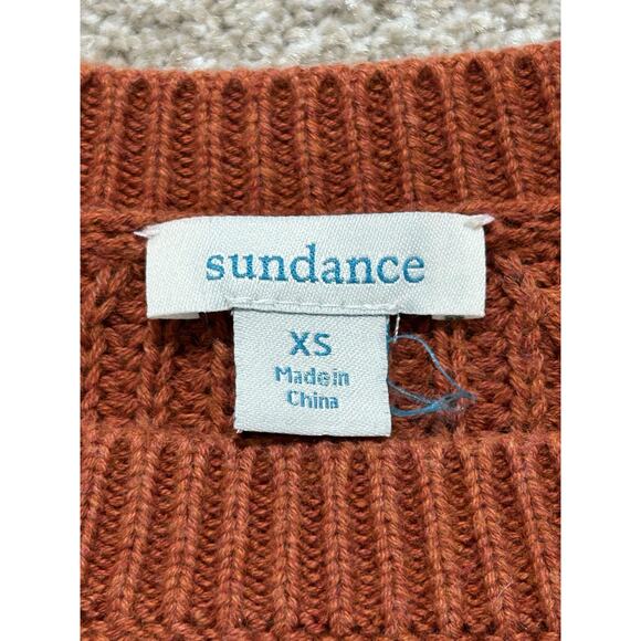 Sundance Knit Pullover Sweater M Orange Cotton Chunky Ribbon Detail - Picture 4 of 7